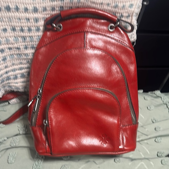 Red Leather Backpack - Picture 1 of 5